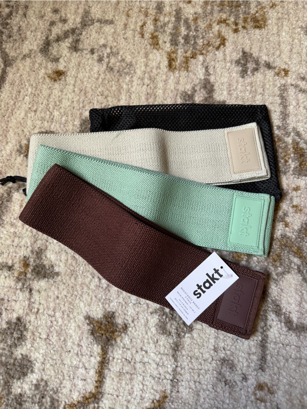 3 piece resistance band set with carrying bag